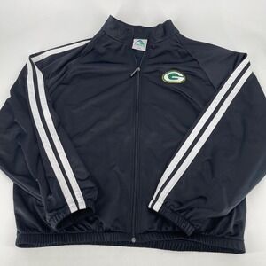 Green Bay Packers Track Jacket Mens Long Sleeve Black White Full Zip SIZE XL